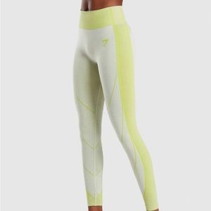 Gymshark Hyper Amplify Leggings - Light Grey Marl/Lime - Small